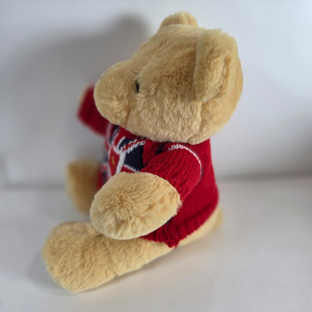Harrods Knightsbridge Teddy Bear Plush 8" Small London Union Jack Sweater 21cm - Picture 5 of 10